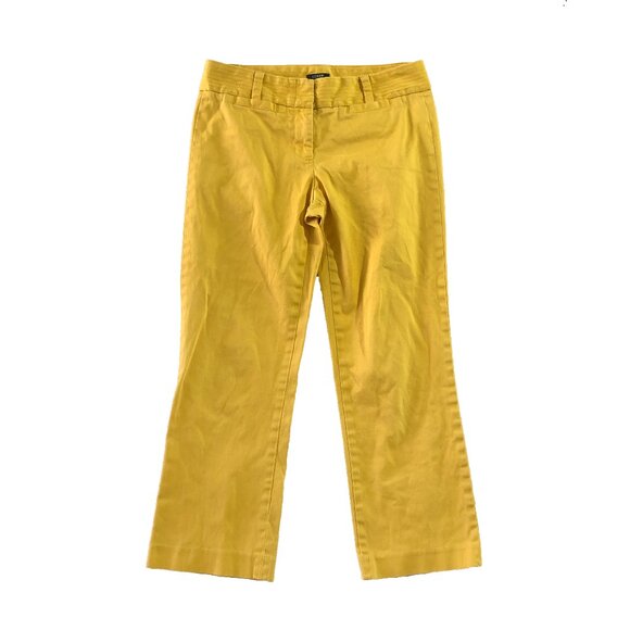 J. Crew City Fit Pants Womens Size 2 Yellow Stretch Cropped Classic Trousers - Picture 1 of 5